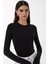 Kadın Dar Kesim Bisiklet Yaka Uzun Kollu Üst Siyah 6