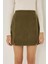 Kadın Yüksek Bel Yırtmaç Detaylı Mini Etek Yeşil 7