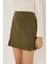 Kadın Yüksek Bel Yırtmaç Detaylı Mini Etek Yeşil 8