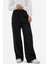 Kadın Kontrast Detaylı Geniş Kesim Elastik Bel Pantolon Black 10
