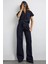 Kadın Yüksek Bel Geniş Paça Ham Kot Pantolon Koyu Mavi Denim 6