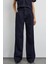 Kadın Yüksek Bel Geniş Paça Ham Kot Pantolon Koyu Mavi Denim 9