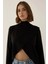 Kadın Asimetrik Turtleneck Triko Kazak Black 6