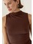 Kadın Drapeli Sıfır Kol Bluz Brown 8