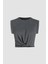 Kadın Basic Yuvarlak Yaka Kısa Tişört Gri 7