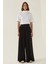 Kadın Yüksek Bel Pliseli Wide Leg Örme Pantolon Siyah 6