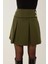 Kadın İnci Detaylı Pileli Mini Etek Green 8