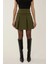 Kadın İnci Detaylı Pileli Mini Etek Green 9