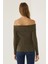 Kadın Off Shoulder Örme Üst Green 9