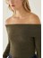 Kadın Off Shoulder Örme Üst Green 10