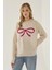 Kadın Fiyonk Desenli Relaxed Fit Triko Kazak Neon Pembe 7