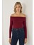 Kadın Off Shoulder Örme Üst Red 6