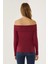Kadın Off Shoulder Örme Üst Red 10