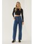 Kadın Dikiş Detaylı Wide Leg Kot Pantolon Maya Mavisi 9