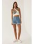 Kadın Kıvrık Paça Mom Fit Şort Blue 6
