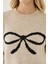 Kadın Fiyonk Desenli Relaxed Fit Triko Kazak Natural 12