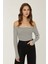 Kadın Omuz Açık Çizgili Bluz White 9