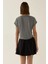 Kadın Baskılı Kısa Tişört Gri 12