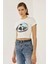 Kadın Baskılı Pamuklu Crop Tişört White 12