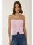 Kadın Straplez İnci Detaylı Triko Üst Pink 17