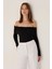 Kadın Omuz Açık Madonna Yaka Triko Üst Siyah 6