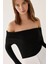 Kadın Omuz Açık Madonna Yaka Triko Üst Siyah 7