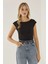 Kadın Sırtı Açık Crop Top Black 12