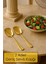 Pratik 2 Adet Paslanmaz Gold Çelik Lüx Servis Salata Kaşığı Spatula Çelik Yemek Servis Kaşığı 21CM 1