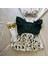 Kız Çocuk Yeşil Avakado Desen Fırfır Salopet Beyaz Keçeli Çorap Bandana Set 1