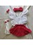 Kız Bebek Fırfırlı Kırmızı Puantiye Bandanalı Salopet Mantar Keçeli Çorap Takım 1