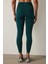 Koyu Yeşil Merrow Dikişli Yüksek Bel Slim Fit Tayt 3