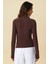 Kadın Dik Yaka Büzgü Detaylı Sandy Bluz Brown 8