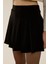 Kadın İçi Şortlu Pileli Mini Dokuma Etek Siyah 8