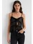 Kadın Fırfır Detaylı Önü Bağcıklı Tül Bluz Black 6