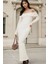 Kadın Omzu Açık Bodycon Ribana Maxi Elbise Natural 5