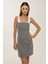 Kadın Kare Yaka Mini Elbise Grey 7