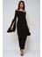Kadın Özel Dikim Yırtmaçlı Omzu Açık Bodycone Maxi Elbise Black 8