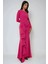 Kadın Özel Dikim Volanlı Maxi Elbise Neon Pembe 7