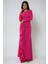 Kadın Özel Dikim Volanlı Maxi Elbise Neon Pembe 10