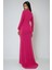 Kadın Özel Dikim Volanlı Maxi Elbise Neon Pembe 11