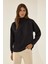 Kadın Rahat Kesim Yarım Yüksek Yaka Sweatshirt Black 6