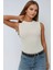 Kadın Vücuda Oturan Bisiklet Yaka Örme Bluz White 7