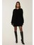 Kadın Relaxed Fit Bisiklet Yaka Mini Triko Elbise Black 6