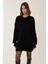 Kadın Relaxed Fit Bisiklet Yaka Mini Triko Elbise Black 7