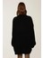 Kadın Relaxed Fit Bisiklet Yaka Mini Triko Elbise Black 10