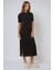 Kadın Rahat Kalıp Bisiklet Yaka Maxi Elbise Black 8