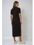 Kadın Rahat Kalıp Bisiklet Yaka Maxi Elbise Black 13