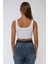Kadın Basic Bisiklet Yaka Crop Üst White 9