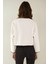 Kadın Çoban Dikiş Detaylı Yakasız Ceket Tozlu Beyaz 9