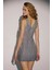 Kadın V Yaka Kolsuz Bodycon Simli Mini Elbise Grey 12